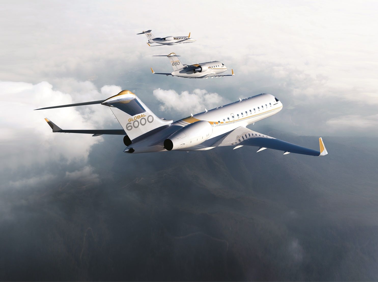 Vue spacieuse de l’intérieur d’un avion Bombardier Global